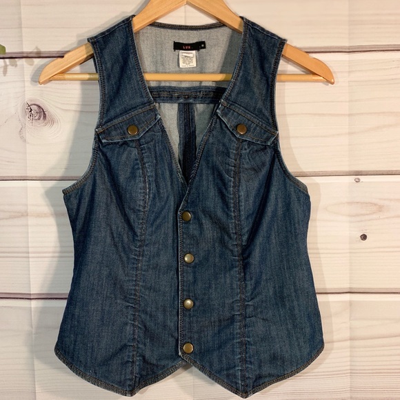 Lux Tops - Lux Fitted Denim Snap Vest